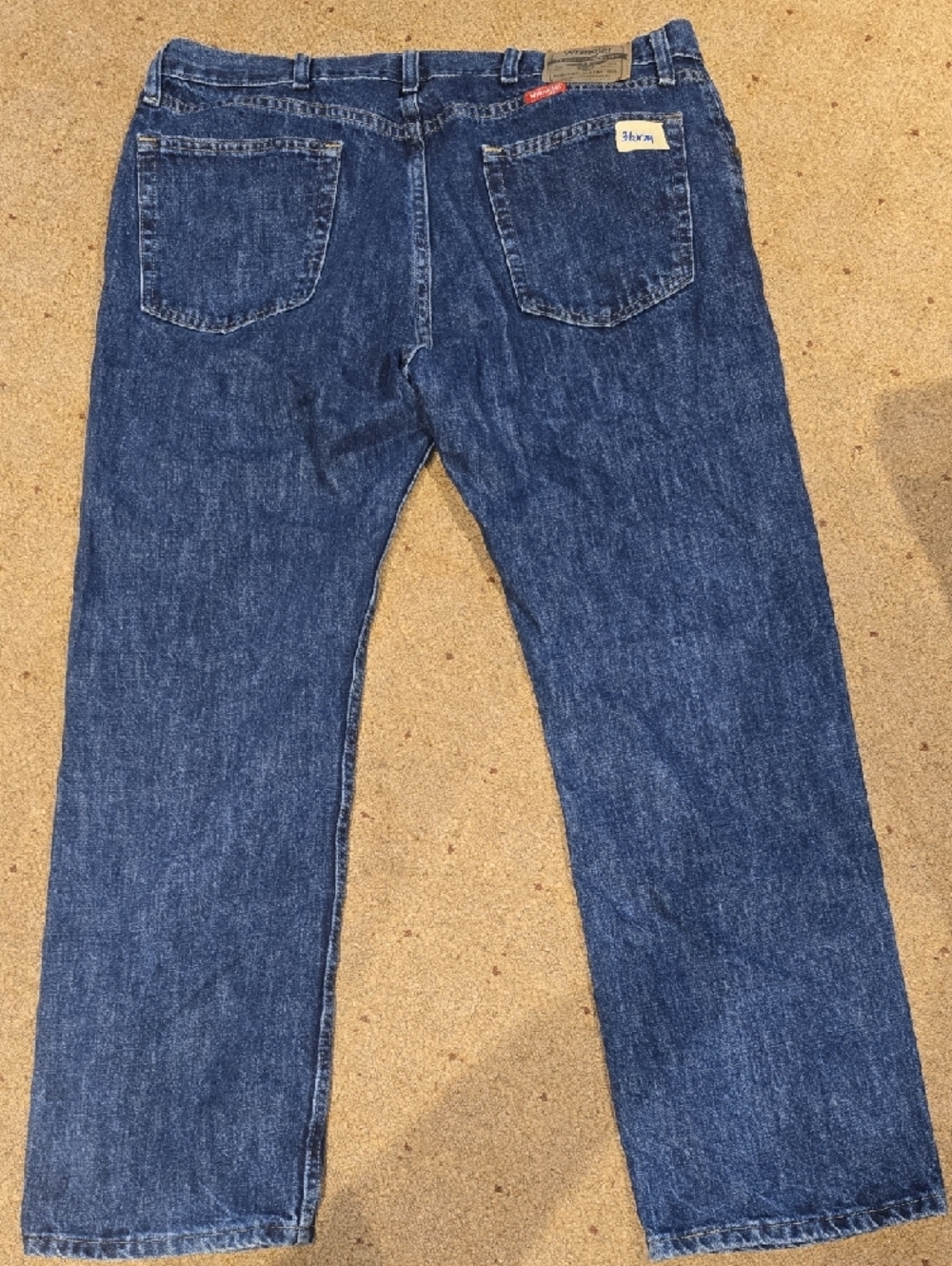 Wrangler Straight Fit Dark Blue Denim Jeans - Picture 2 of 4